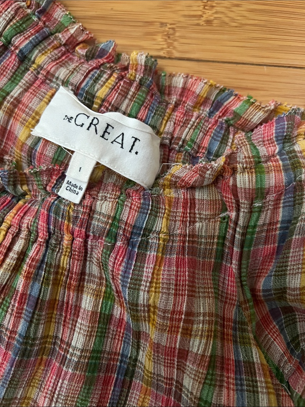 The Great The Nightingale Cotton Tiered Flutter Sleeve Plaid Maxi Dress Sz 1 Sm - Picture 8 of 11
